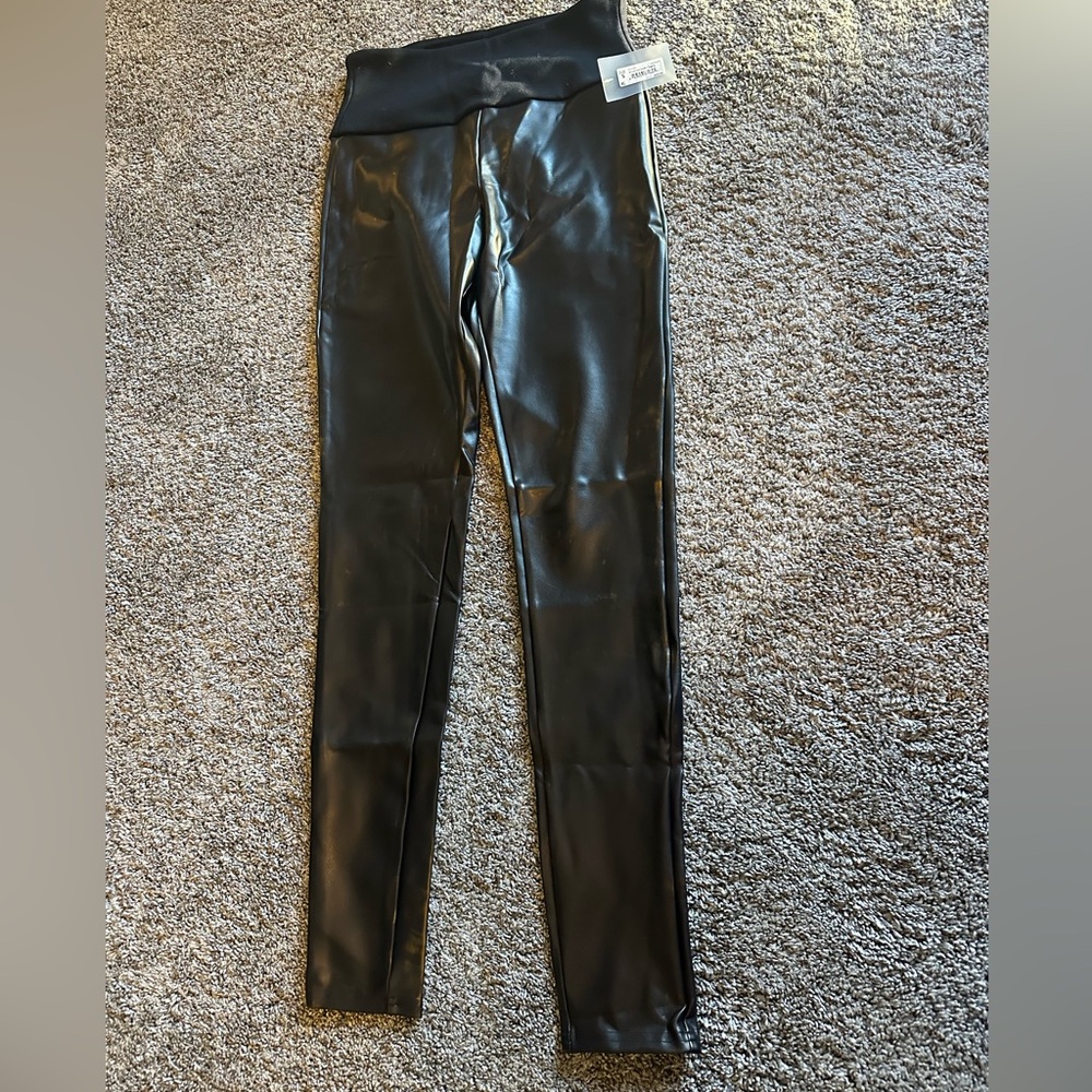Spanx Women’s All Over Faux Leather Leggings Black/ Gold Sz S